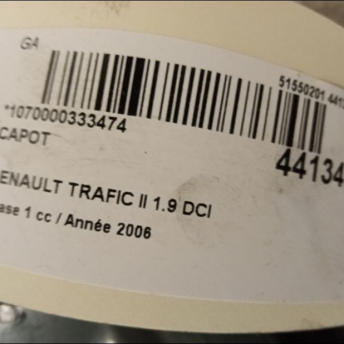 Capot occasion RENAULT TRAFIC II Phase 1 10-2001->08-2006 1.9 DCI 100ch 651005147R 4