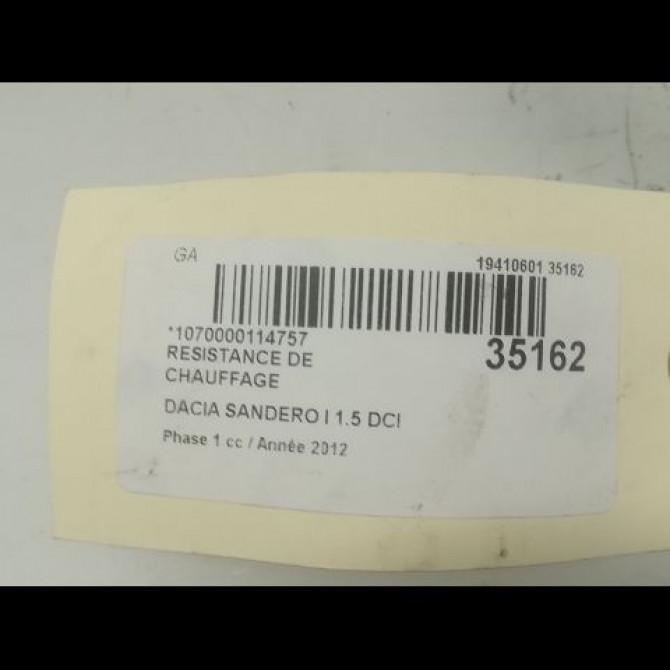 Resistance de chauffage occasion DACIA SANDERO I Phase 1 06-2008->10-2012 1.5 DCI 90ch 7701060006 3