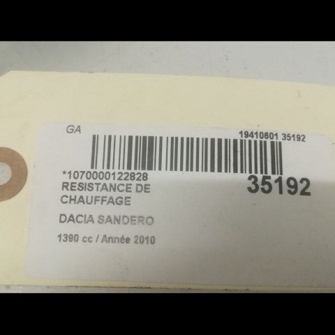 Resistance de chauffage occasion DACIA SANDERO I Phase 1 06-2008->10-2012 1.4 MPI 75ch 6001551674 3