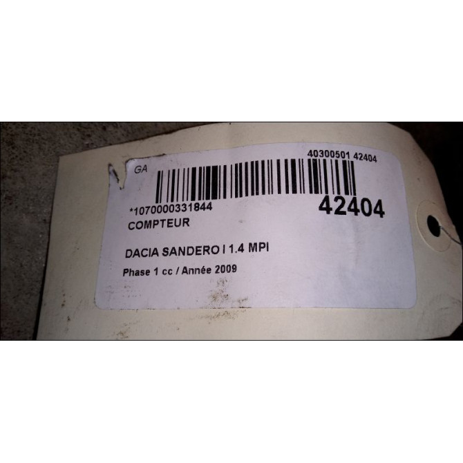 Compteur occasion DACIA SANDERO I Phase 1 06-2008->10-2012 1.4 MPI 75ch 248103496R 3