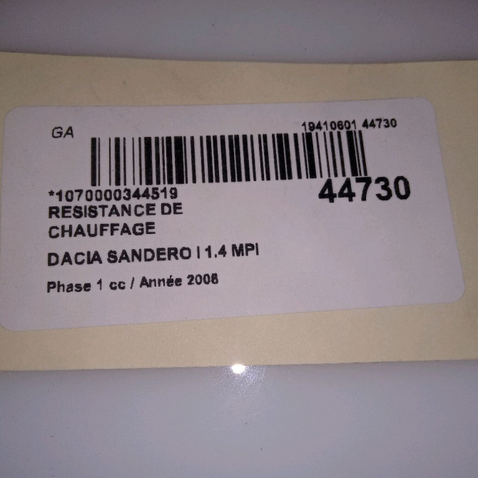 Resistance de chauffage occasion DACIA SANDERO I Phase 1 06-2008->10-2012 1.4 MPI 75ch 6001551674 4