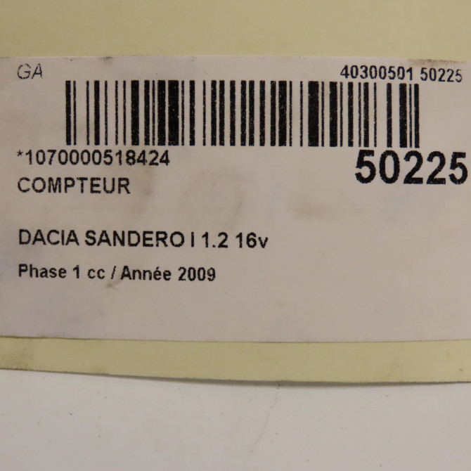 Compteur occasion DACIA SANDERO I Phase 1 06-2008->10-2012 1.2 16v 75ch 248103496R 7