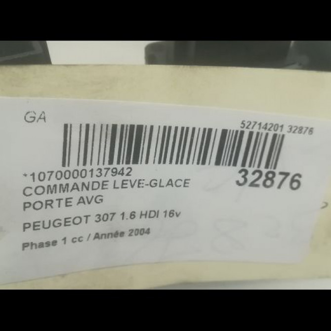 Commande lève-glace porte avant gauche occasion PEUGEOT 307 Phase 1 04-2001->06-2005 1.6 HDI 16v 110ch 3