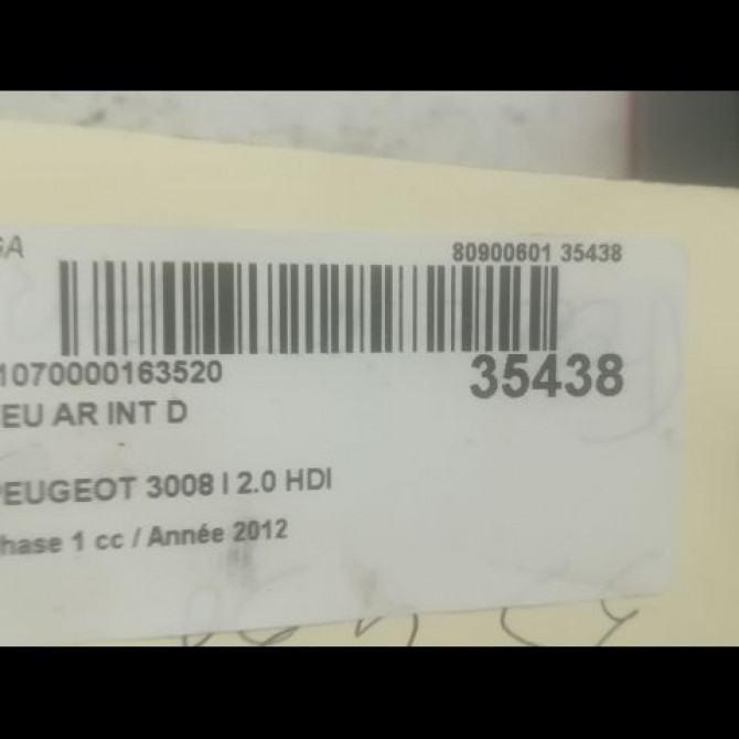 Feu arrière intérieur droit occasion PEUGEOT 3008 I Phase 1 04-2009->12-2013 2.0 HDI 163ch 6351HE 3