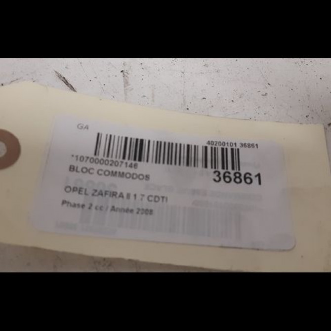 Bloc commodos occasion OPEL ZAFIRA II Phase 2 01-2008->12-2014 1.7 CDTI 125ch 5
