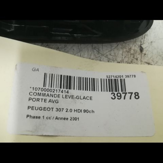 Commande lève-glace porte avant gauche occasion PEUGEOT 307 Phase 1 04-2001->06-2005 2.0 HDI 90ch 3