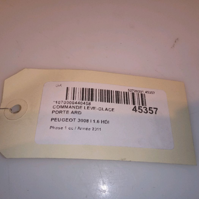 Commande leve-glace porte arrière droite occasion PEUGEOT 3008 I Phase 1 04-2009->12-2013 1.6 HDI 112ch 3