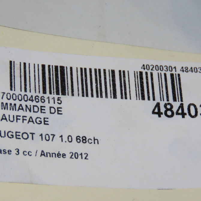 Commande de chauffage occasion PEUGEOT 107 Phase 3 01-2012->06-2014 1.0 68ch 5