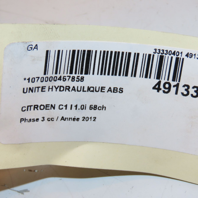 Unité hydraulique ABS occasion CITROEN C1 I Phase 3 01-2012->08-2014 1.0i 68ch 1608529580 4