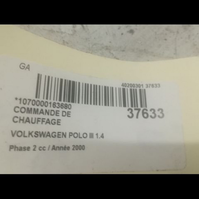 Commande de chauffage occasion VOLKSWAGEN POLO III Phase 2 11-1999->12-2001 1.4 16v 3