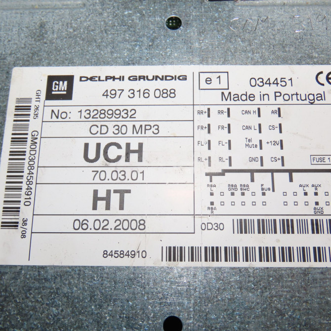 Autoradio occasion OPEL ZAFIRA II Phase 2 01-2008->12-2014 1.7 CDTI 125ch 3