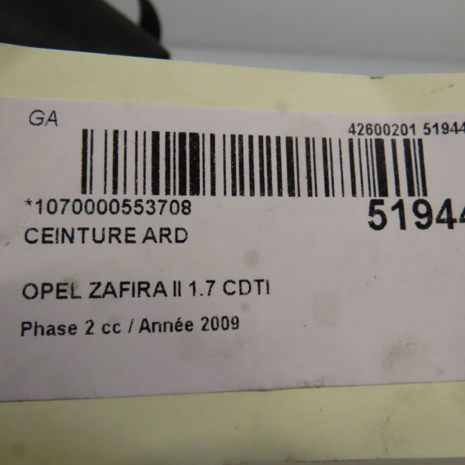 Ceinture arrière droite occasion OPEL ZAFIRA II Phase 2 01-2008->12-2014 1.7 CDTI 125ch 13296220 4