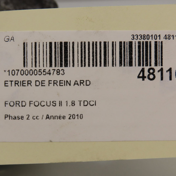 Etrier de frein arrière droit occasion FORD FOCUS II Phase 2 01-2008->12-2010 1.8 TDCI 115ch 2080513 4