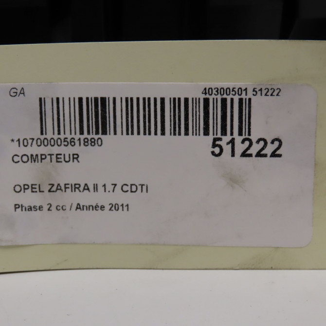 Compteur occasion OPEL ZAFIRA II Phase 2 01-2008->12-2014 1.7 CDTI 125ch 13308989 5
