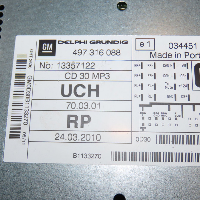 Autoradio occasion OPEL ZAFIRA II Phase 2 01-2008->12-2014 1.7 CDTI 125ch 3