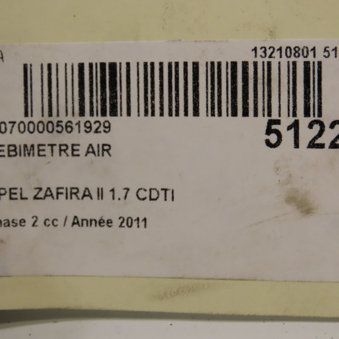 Debimetre air occasion OPEL ZAFIRA II Phase 2 01-2008->12-2014 1.7 CDTI 125ch 93188724 6