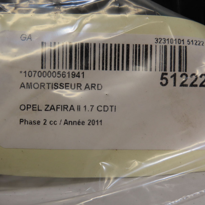 Amortisseur arrière droit occasion OPEL ZAFIRA II Phase 2 01-2008->12-2014 1.7 CDTI 125ch 93182237 3
