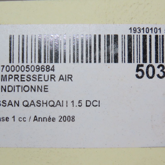 Compresseur air conditionne occasion NISSAN QASHQAI I Phase 1 01-2007->09-2010 1.5 DCI 106ch 6