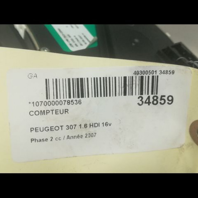 Compteur occasion PEUGEOT 307 Phase 2 06-2005->03-2008 1.6 HDI 16v 110ch 6103L6 4