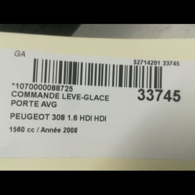 Commande lève-glace porte avant gauche occasion PEUGEOT 308 I Phase 1 09-2007->03-2011 1.6 HDI 16v 90ch BLUE LION 649024 3
