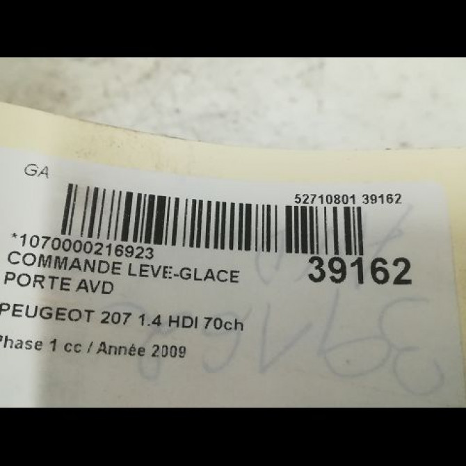 Commande lève-glace porte avant droite occasion PEUGEOT 207 Phase 1 04-2006->06-2013 1.4 HDI 70ch 6554QP 3