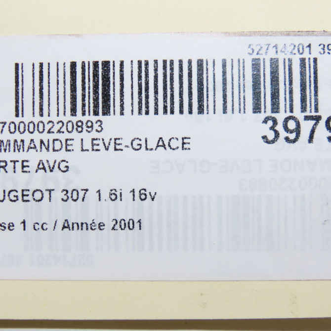 Commande lève-glace porte avant gauche occasion PEUGEOT 307 Phase 1 04-2001->06-2005 1.6i 16v 5