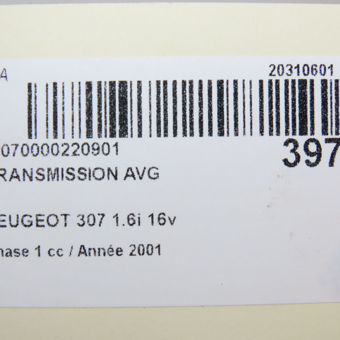 Transmission avant gauche occasion PEUGEOT 307 Phase 1 04-2001->06-2005 1.6i 16v 32725X 7