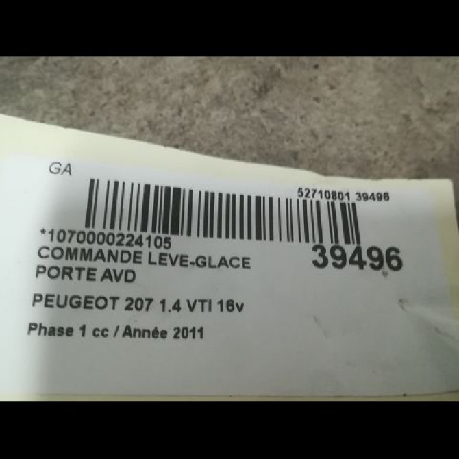 Commande lève-glace porte avant droite occasion PEUGEOT 207 Phase 1 04-2006->06-2013 1.4 VTI 16v 95ch 6554QP 3