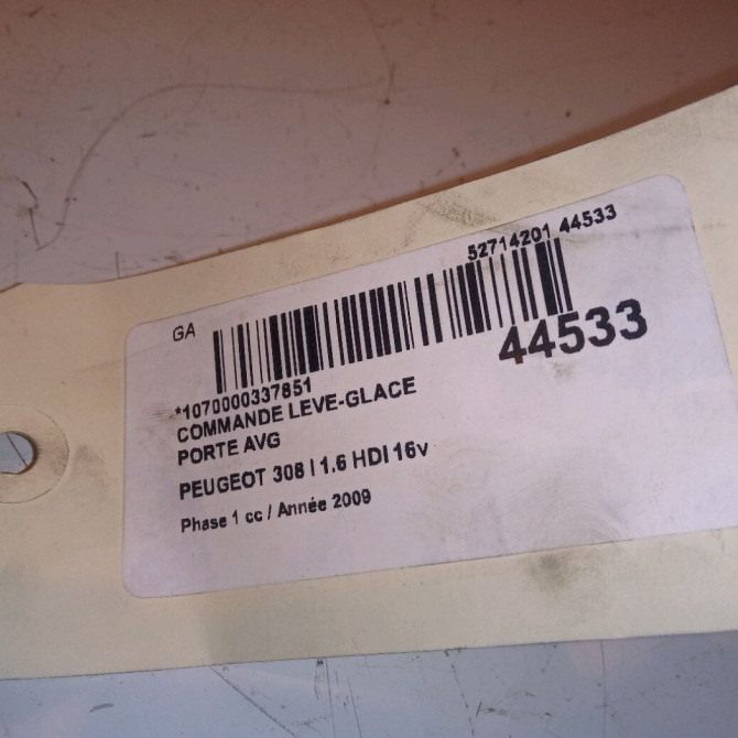 Commande lève-glace porte avant gauche occasion PEUGEOT 308 I Phase 1 09-2007->03-2011 1.6 HDI 16v 90ch 649024 4