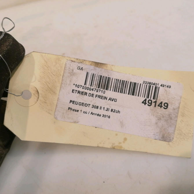 Etrier de frein avant gauche occasion PEUGEOT 308 II 308 II Phase 1 2013-06-01->2017-08-31 1.2i 82ch 1610698980 5