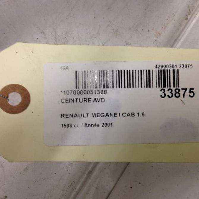 Ceinture avant droite occasion RENAULT MEGANE I Phase 2 03-1999->06-2003 1.6 16v 7700848623 3