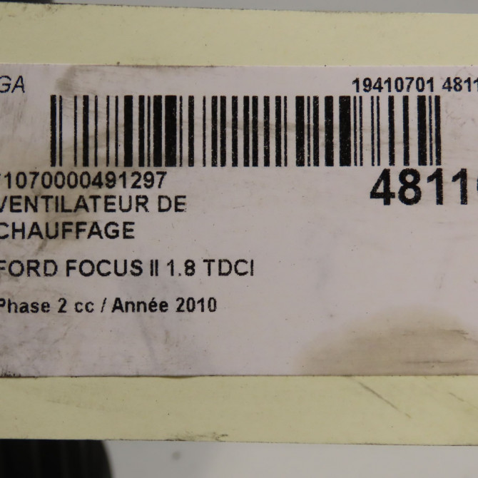 Ventilateur de chauffage occasion FORD FOCUS II Phase 2 01-2008->12-2010 1.8 TDCI 115ch 1755160 6