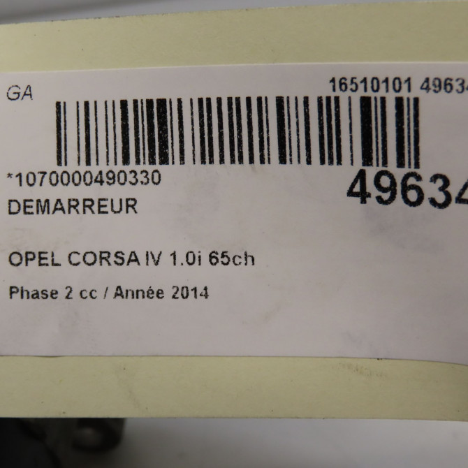 Démarreur occasion OPEL CORSA IV Phase 2 01-2011->03-2015 1.0i 65ch 95520351 6