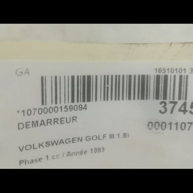 Démarreur occasion VOLKSWAGEN GOLF III Phase 1 01-1992->12-1997 1.8i 90ch 2A911024DX 3