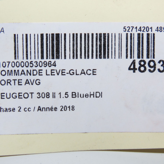 Commande lève-glace porte avant gauche occasion PEUGEOT 308 II Phase 1 04-1995->04-1999 1.5 BlueHDI 100ch 6