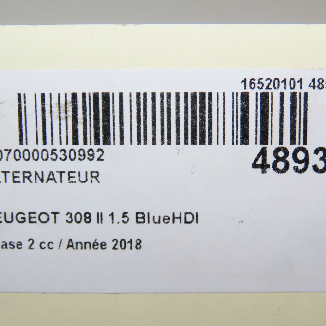 Alternateur occasion PEUGEOT 308 II Phase 1 04-1995->04-1999 1.5 BlueHDI 100ch 9820893880 8