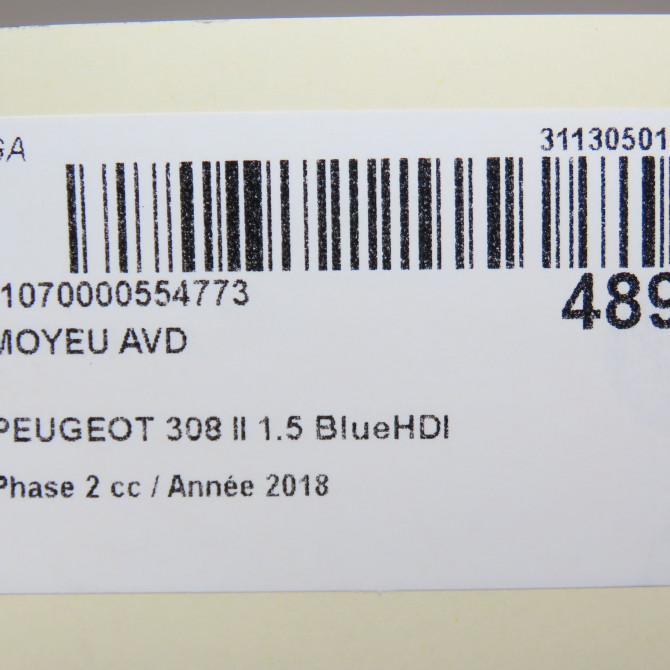 Moyeu avd occasion PEUGEOT 308 II Phase 1 04-1995->04-1999 1.5 BlueHDI 100ch 5