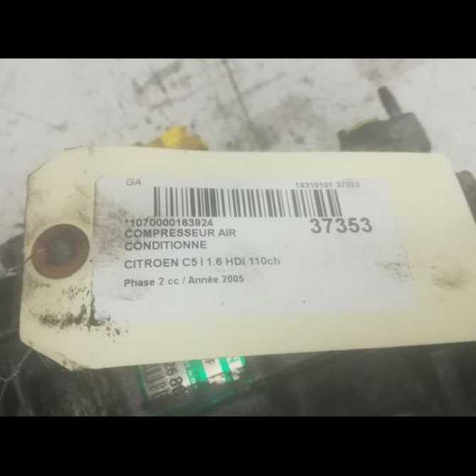 Compresseur air conditionne occasion CITROEN C5 I Phase 2 09-2004->06-2008 1.6 HDi 110ch 6453RH 4