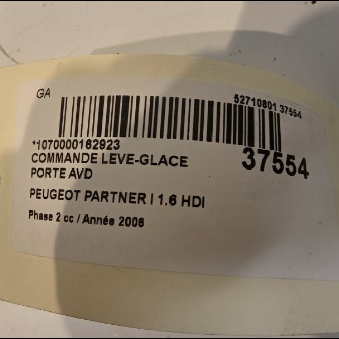 Commande lève-glace porte avant droite occasion PEUGEOT PARTNER I Phase 2 11-2002->05-2008 1.6 HDI 16v 90ch 4