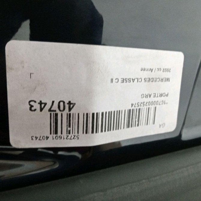 Porte arrière gauche occasion MERCEDES CLASSE C II Phase 1 05-2000->03-2004 2037300705 2