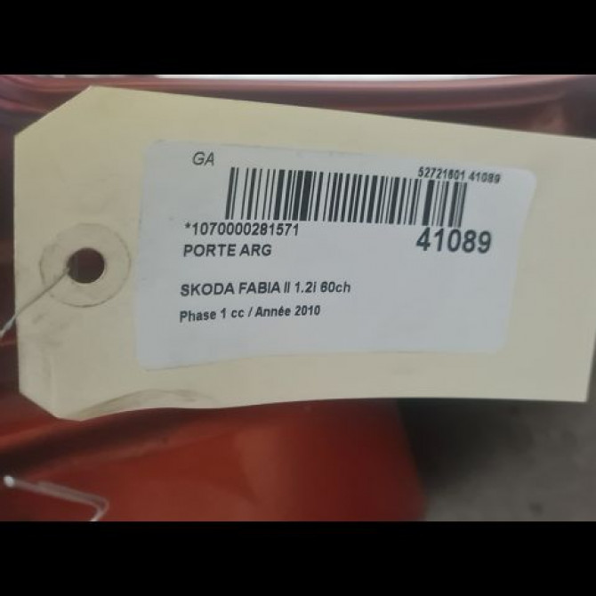 Porte arrière gauche occasion SKODA FABIA II Phase 1 05-2007->03-2010 1.2i 60ch 5J6833055 4