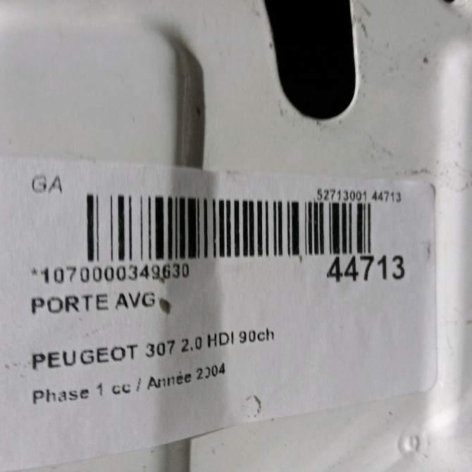 Porte avant gauche occasion PEUGEOT 307 Phase 1 04-2001->06-2005 2.0 HDI 90ch 9002S6 3