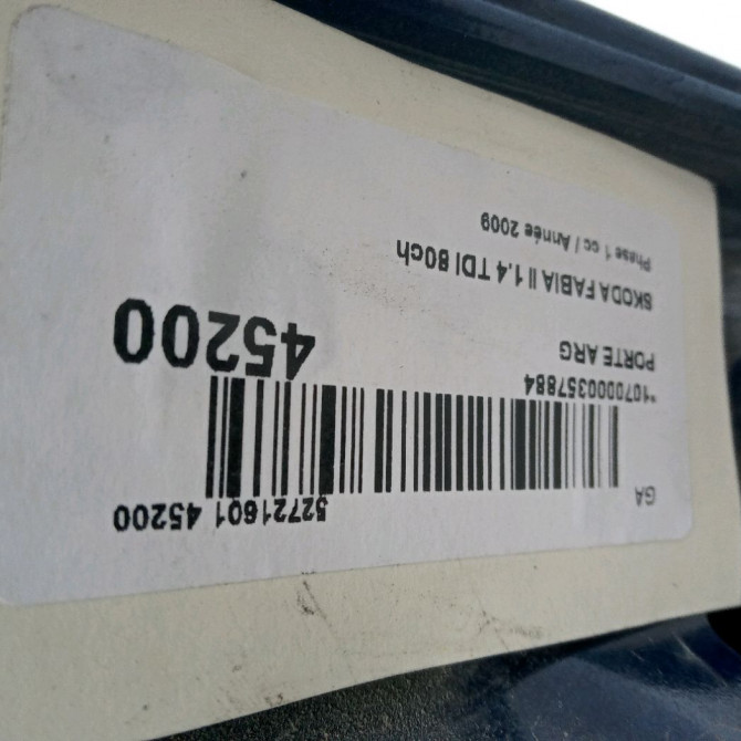 Porte arrière gauche occasion SKODA FABIA II Phase 1 05-2007->03-2010 1.4 TDI 80ch 5J6833055 3