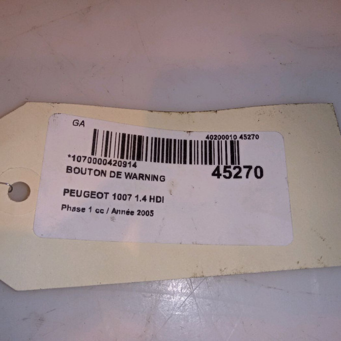 Bouton de warning occasion PEUGEOT 1007 Phase 1 04-2005->12-2010 1.4 HDI 6554EA 4
