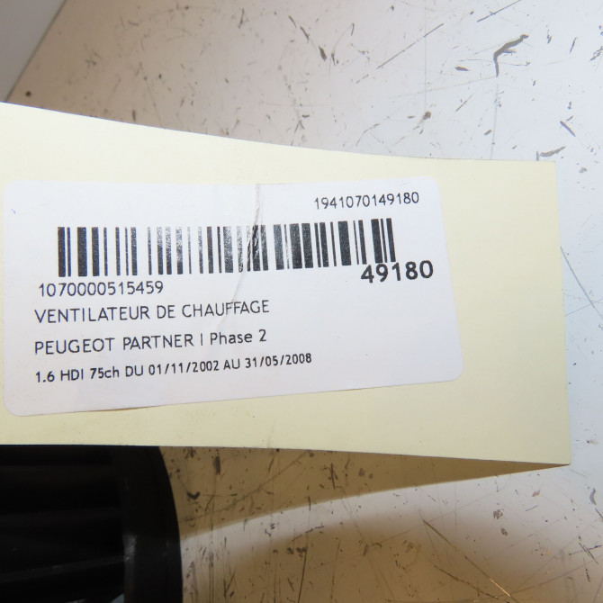 Ventilateur de chauffage occasion PEUGEOT PARTNER I Phase 2 11-2002->05-2008 1.6 HDI 75ch 6441R4 5