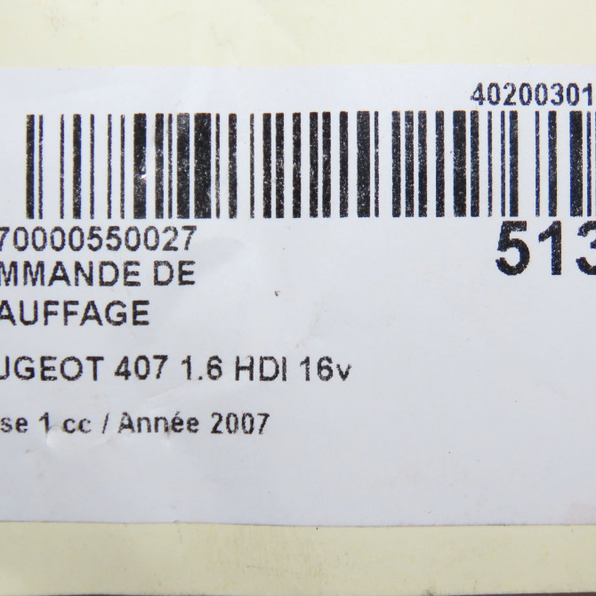 Commande de chauffage occasion PEUGEOT 407 Phase 1 04-2004->07-2008 1.6 HDI 16v 6451VW 7