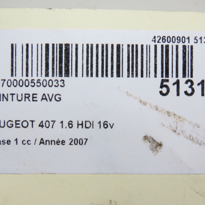 Ceinture avant gauche occasion PEUGEOT 407 Phase 1 04-2004->07-2008 1.6 HDI 16v 8974HG 7