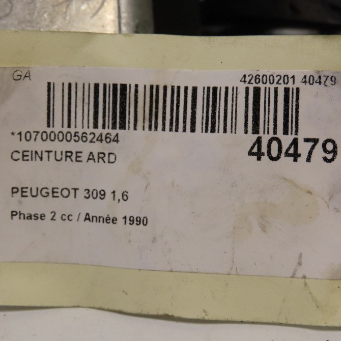 Ceinture arrière droite occasion PEUGEOT 309 Phase 2 07-1989->12-1993 1,6 3