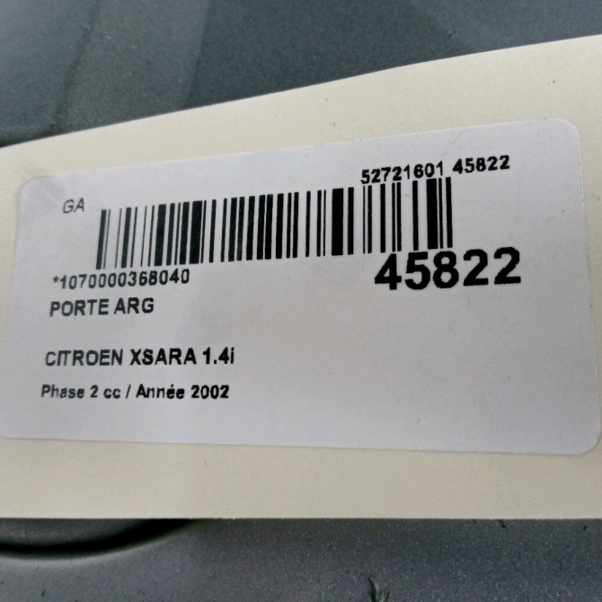 Porte arrière gauche occasion CITROEN XSARA Phase 2 09-2000->12-2005 1.4i 9006A2 3