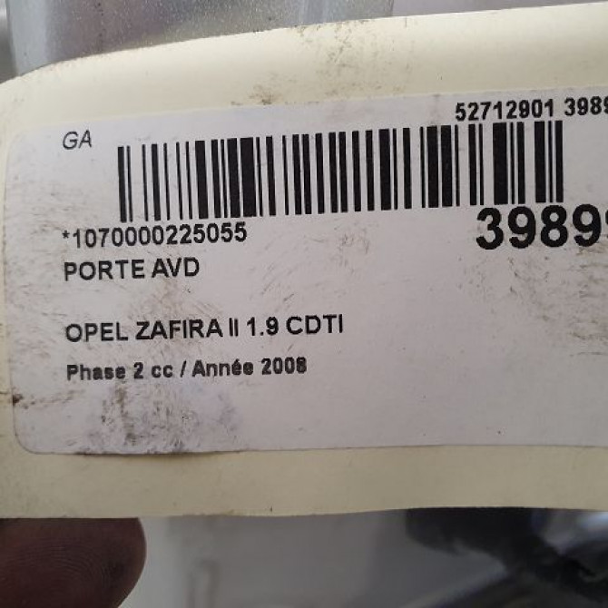 Porte avant droite occasion OPEL ZAFIRA II Phase 2 01-2008->12-2014 1.9 CDTI 100ch 13203014 3